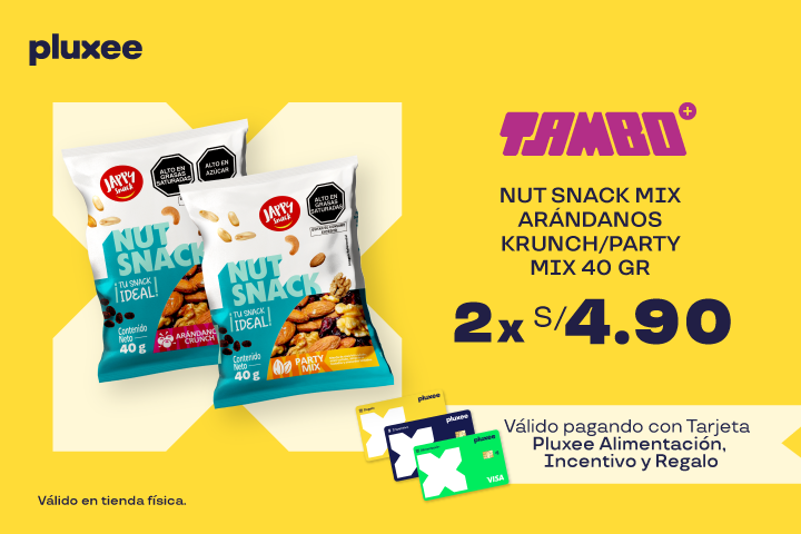 NUT SNACK MIX ARÁNDANOS KRUNCH/PARTY MIX 40 GR 2 X S/4.90